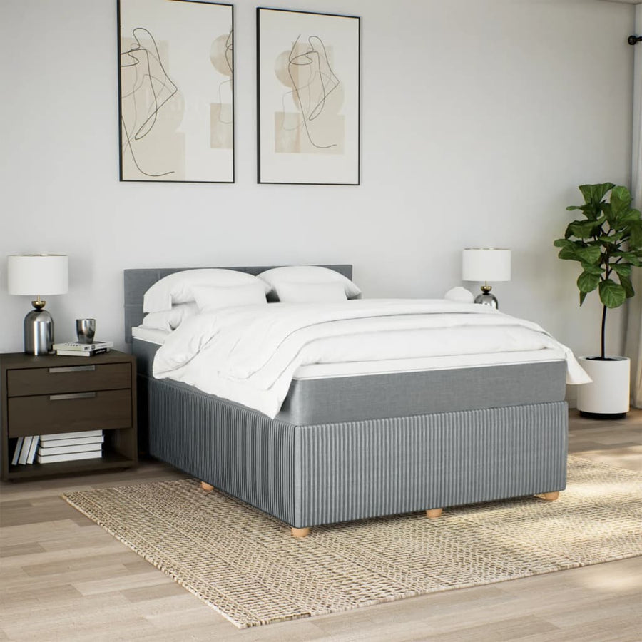 Boxspring met matras stof lichtgrijs 160x200 cm