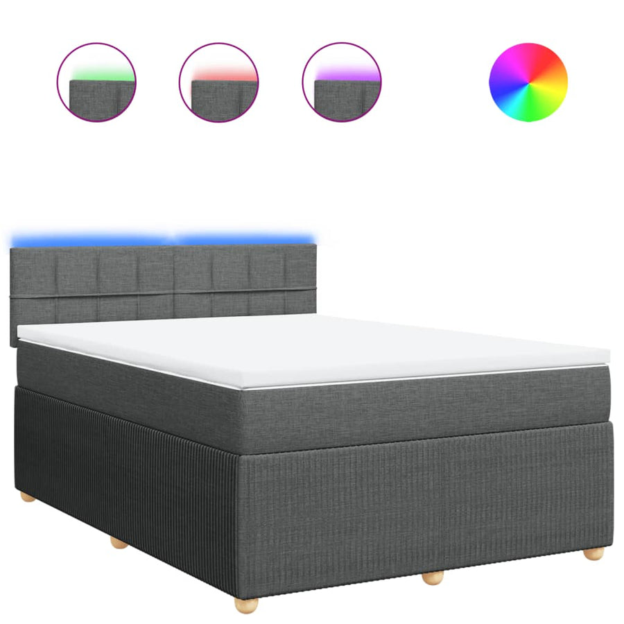 Boxspring met matras stof donkergrijs 160x200 cm