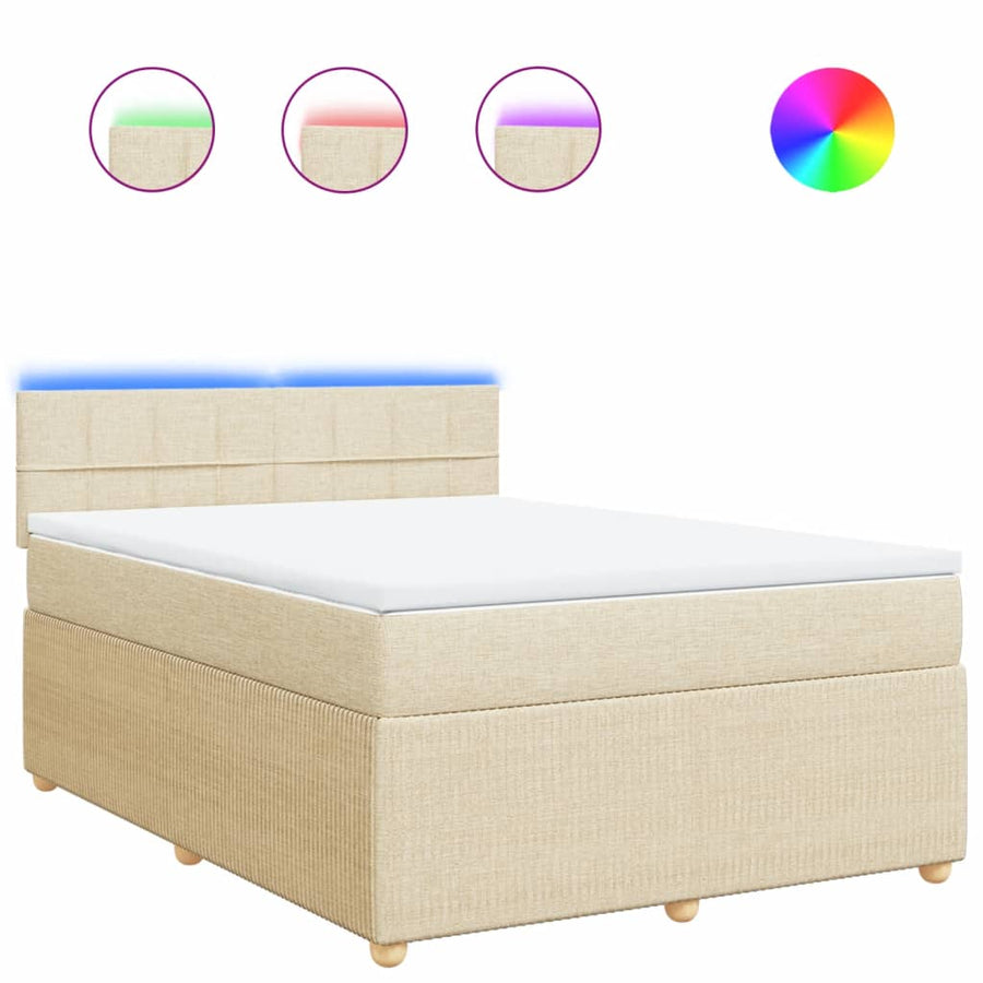 Boxspring met matras stof crèmekleurig 160x200 cm