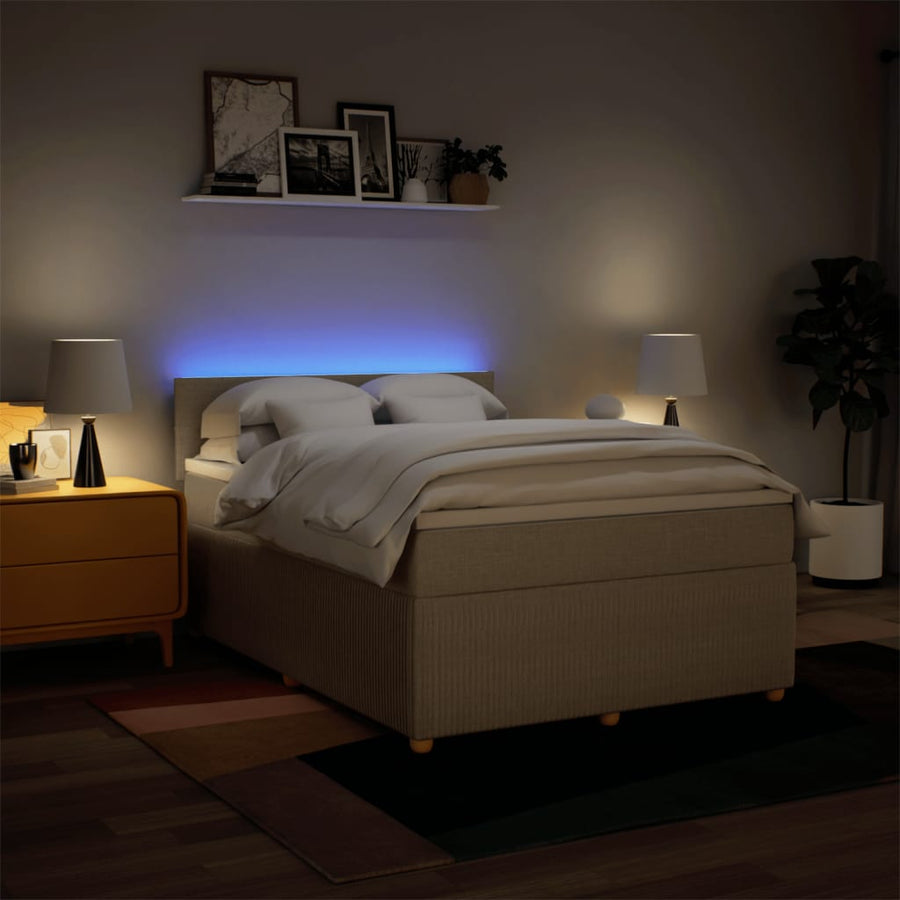 Boxspring met matras stof crèmekleurig 160x200 cm