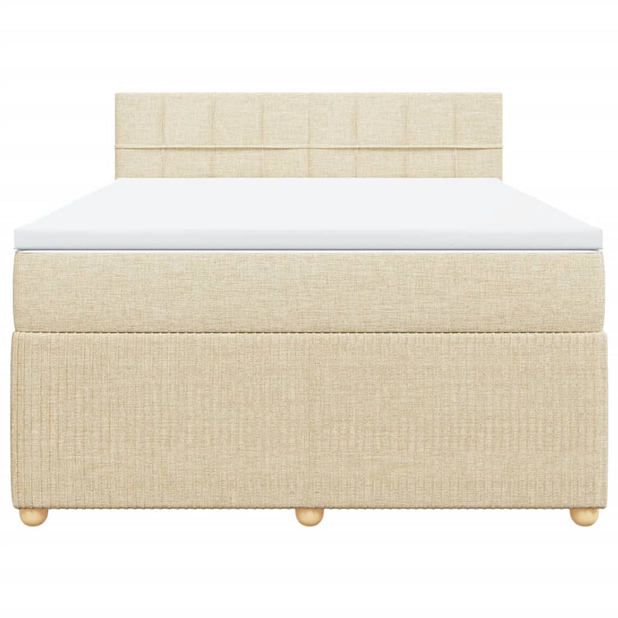 Boxspring met matras stof crèmekleurig 160x200 cm