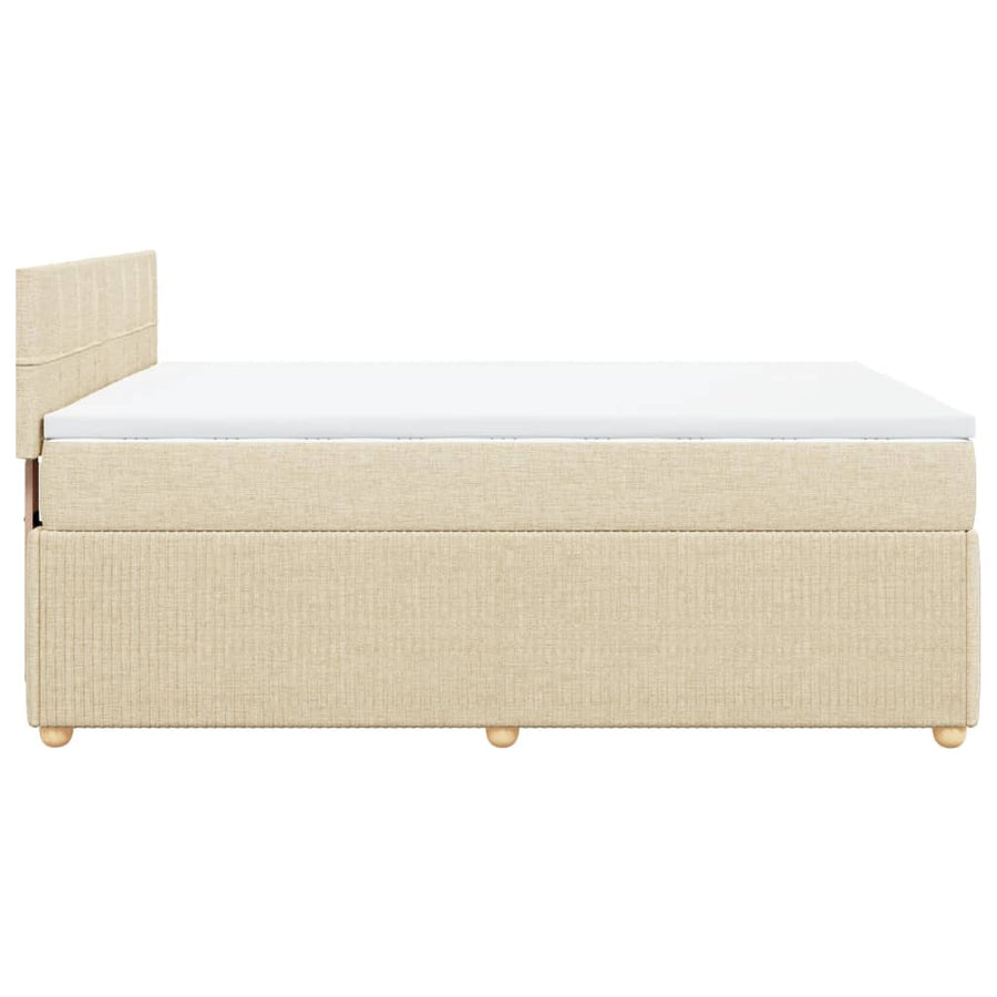 Boxspring met matras stof crèmekleurig 160x200 cm