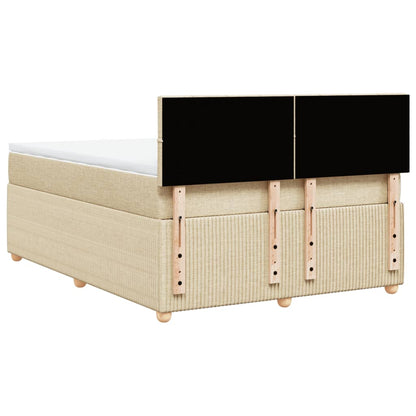 Boxspring met matras stof crèmekleurig 160x200 cm