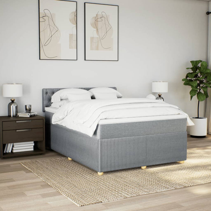 Boxspring met matras stof lichtgrijs 160x200 cm