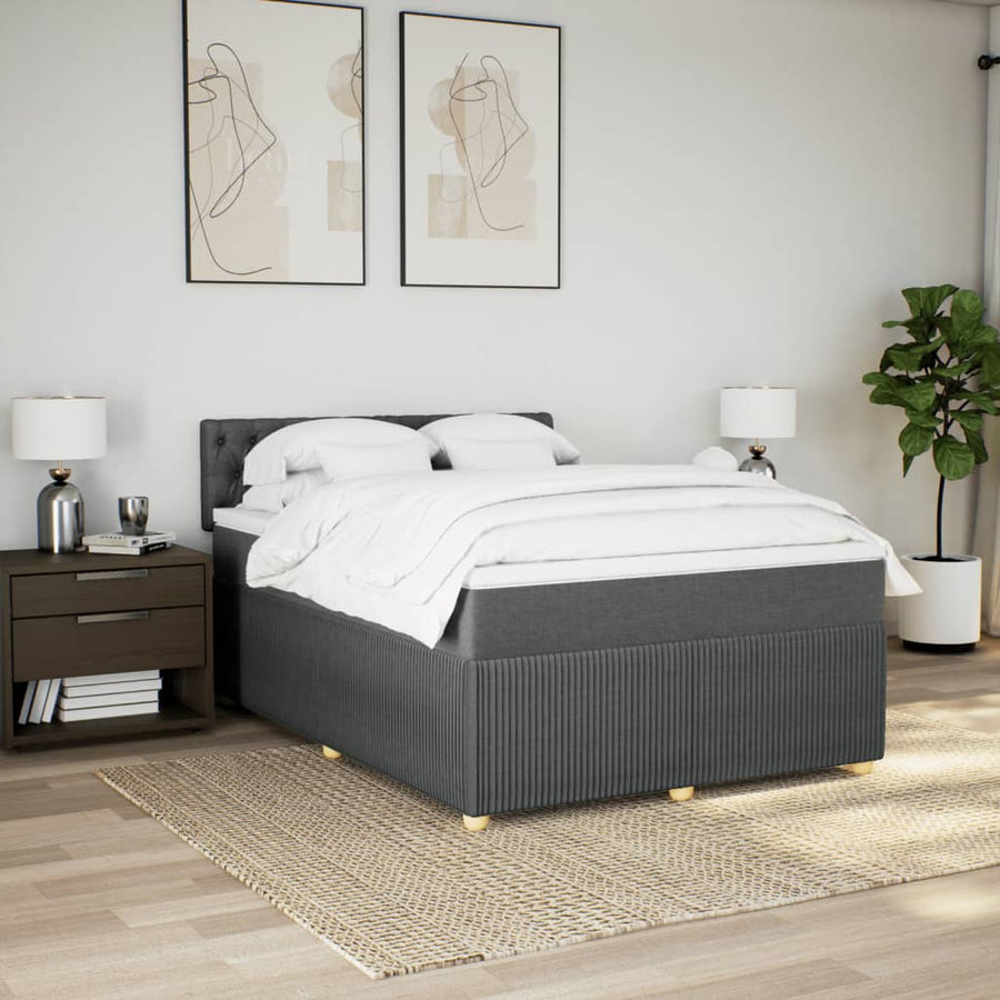 Boxspring met matras stof donkergrijs 160x200 cm