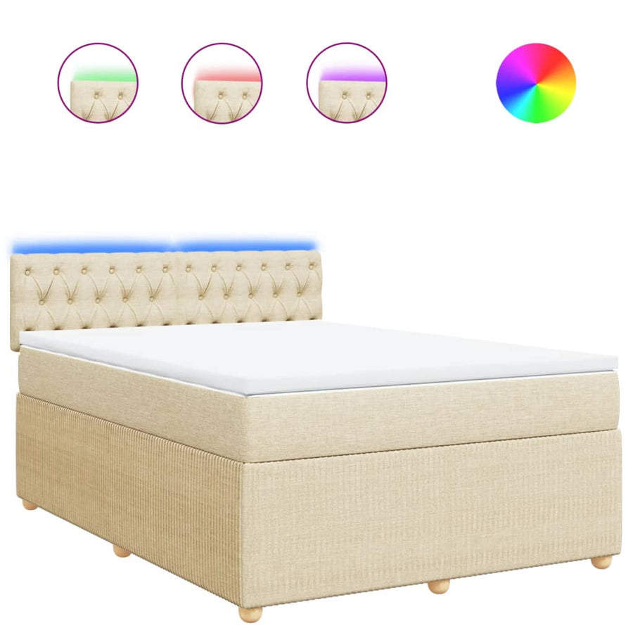 Boxspring met matras stof crèmekleurig 160x200 cm