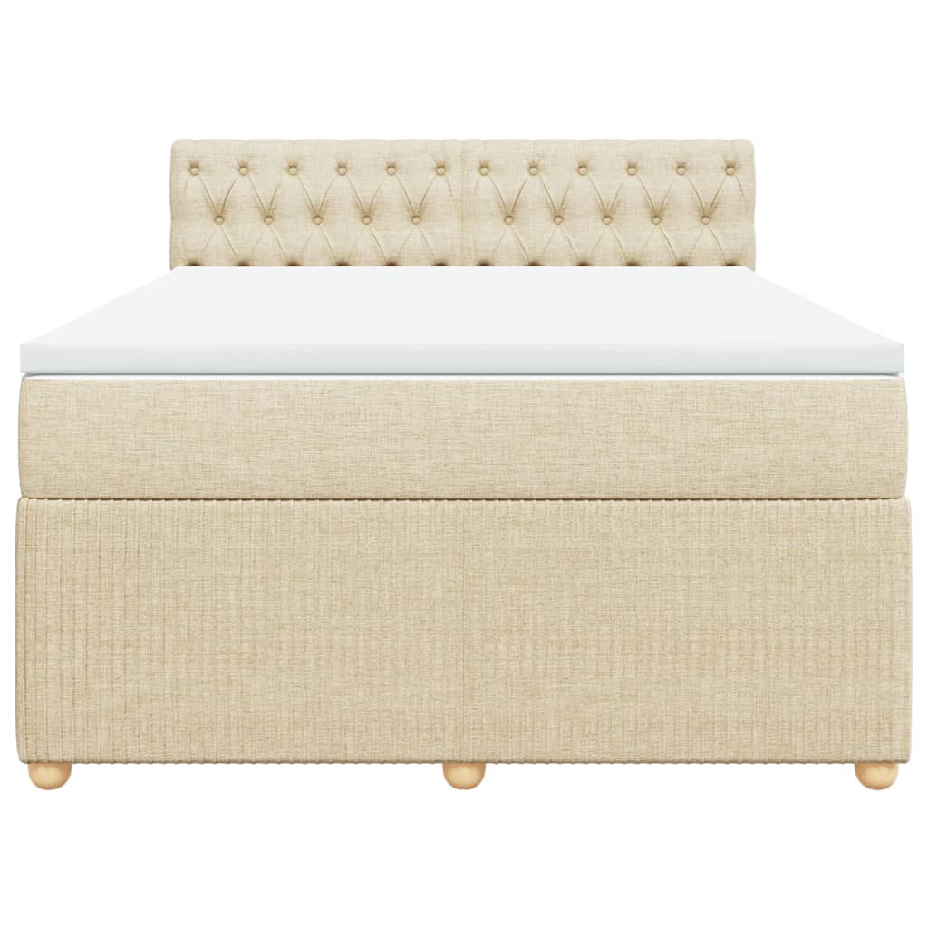 Boxspring met matras stof crèmekleurig 160x200 cm