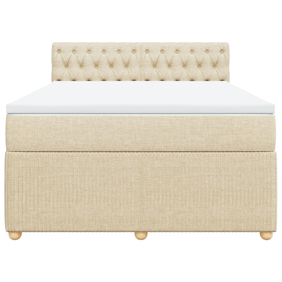 Boxspring met matras stof crèmekleurig 160x200 cm