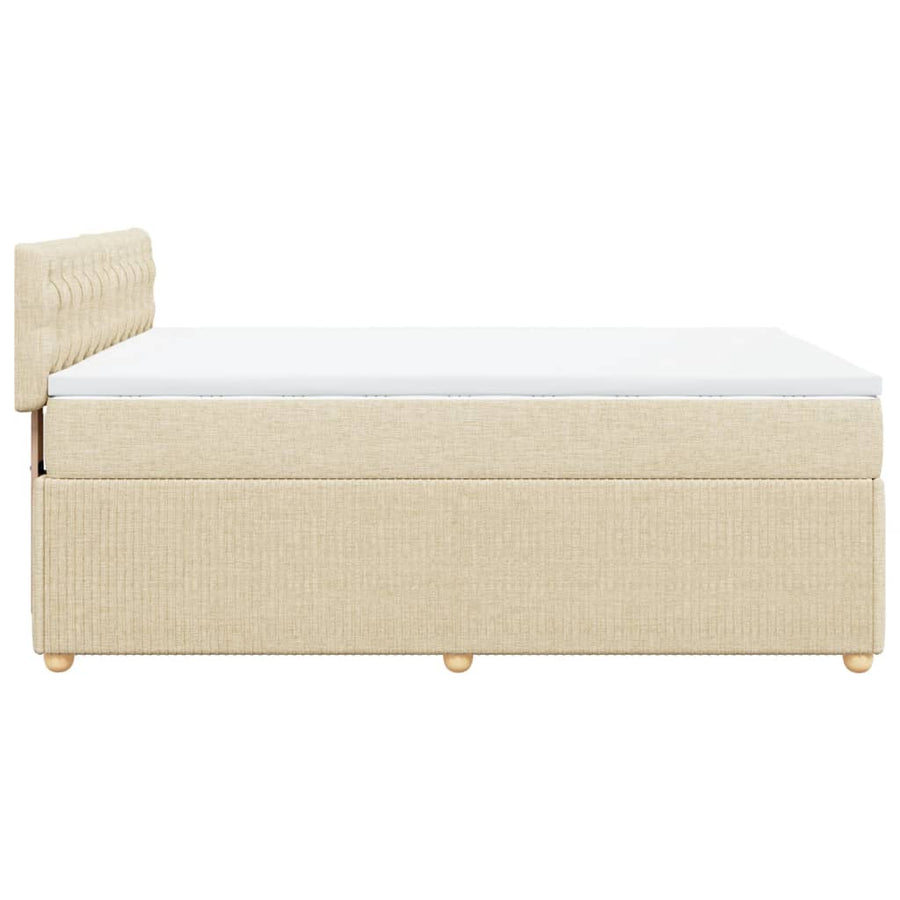 Boxspring met matras stof crèmekleurig 160x200 cm