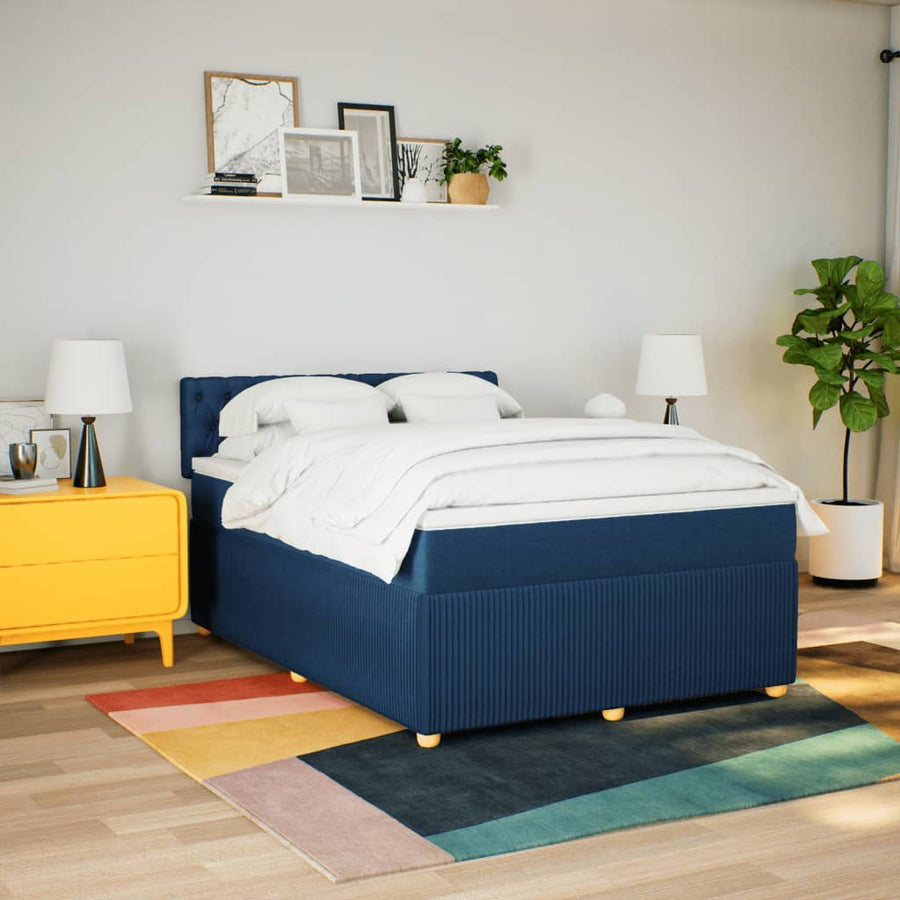 Boxspring met matras stof blauw 160x200 cm