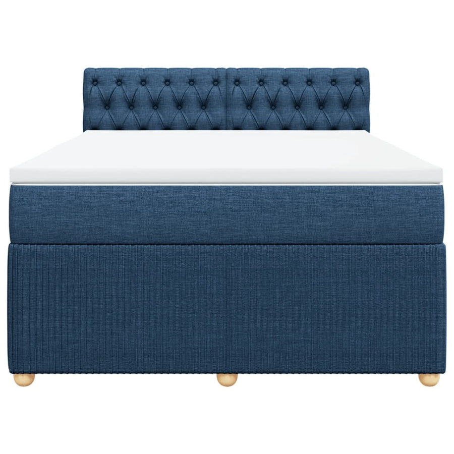 Boxspring met matras stof blauw 160x200 cm