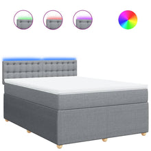 Boxspring met matras stof lichtgrijs 160x200 cm