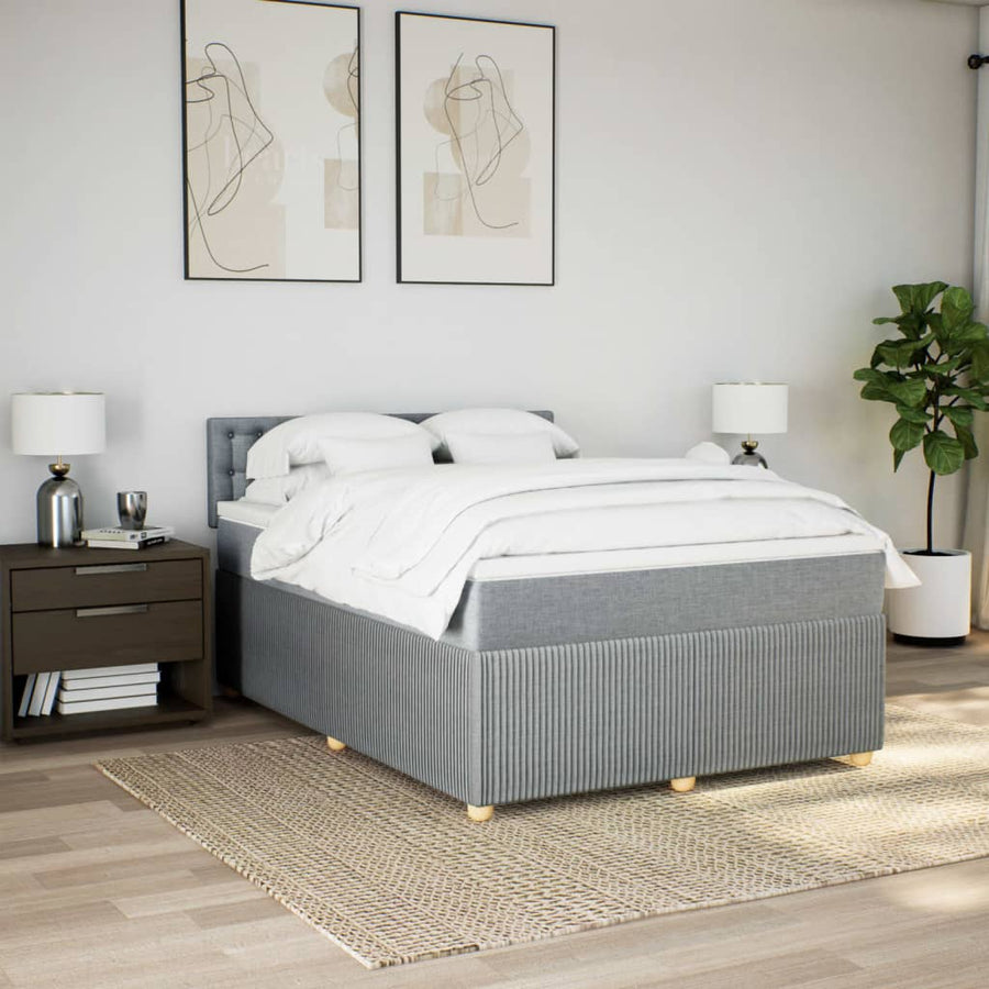 Boxspring met matras stof lichtgrijs 160x200 cm