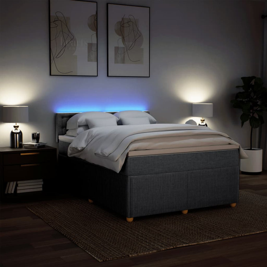 Boxspring met matras stof lichtgrijs 160x200 cm