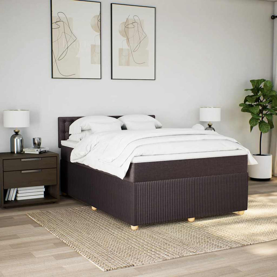 Boxspring met matras stof donkerbruin 160x200 cm