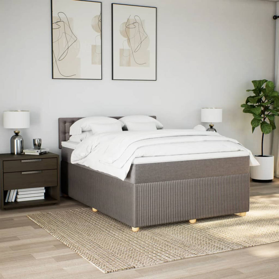 Boxspring met matras stof taupe 160x200 cm
