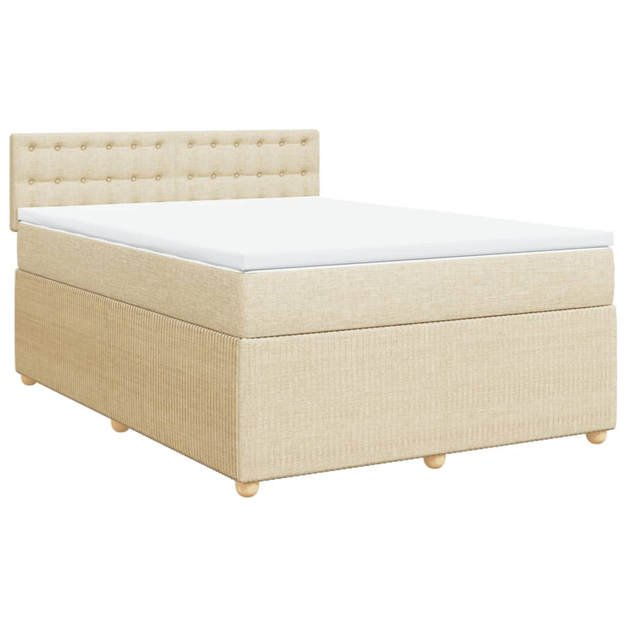 Boxspring met matras stof crèmekleurig 160x200 cm