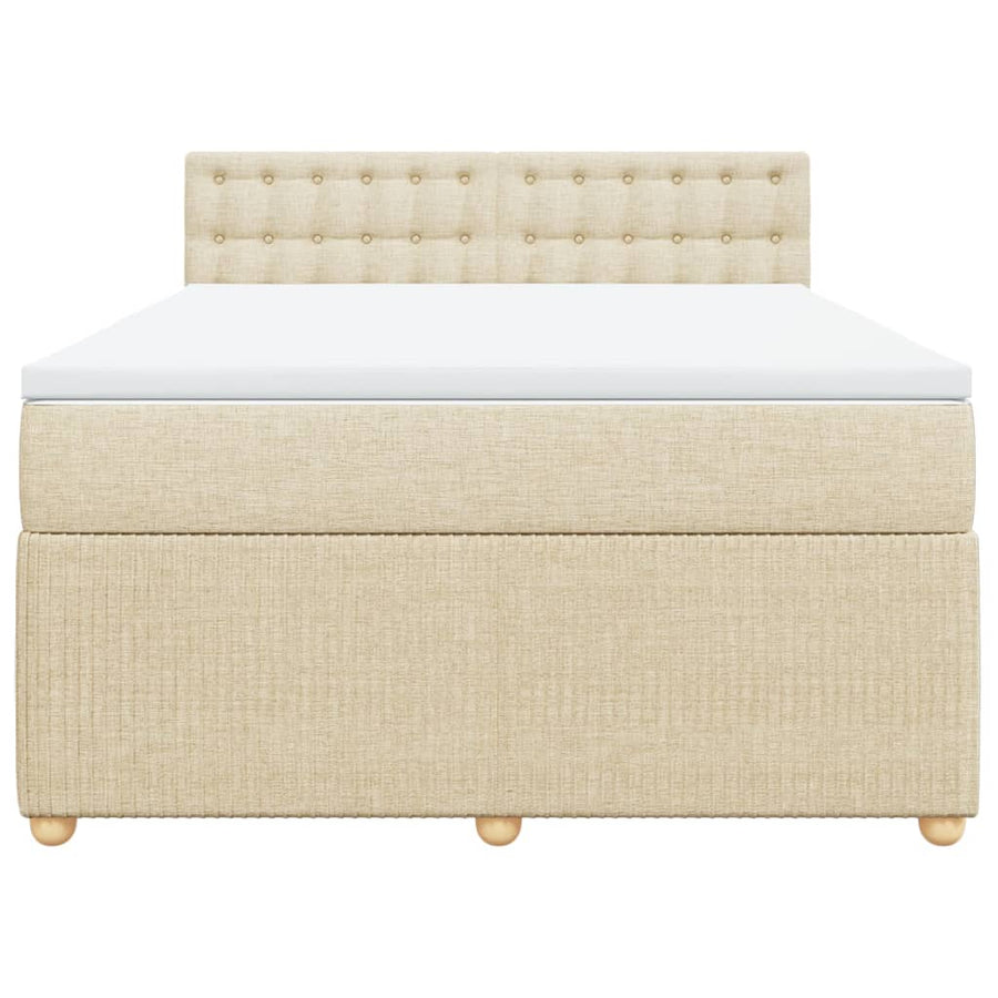 Boxspring met matras stof crèmekleurig 160x200 cm