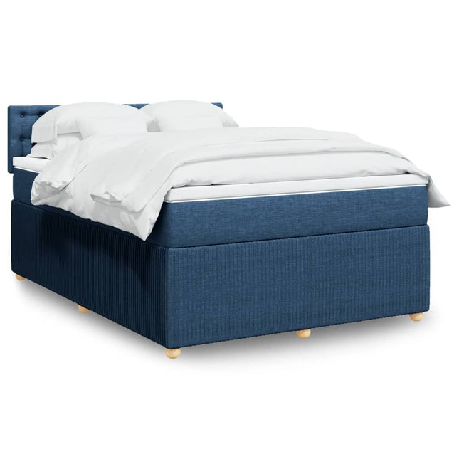 Boxspring met matras stof blauw 160x200 cm