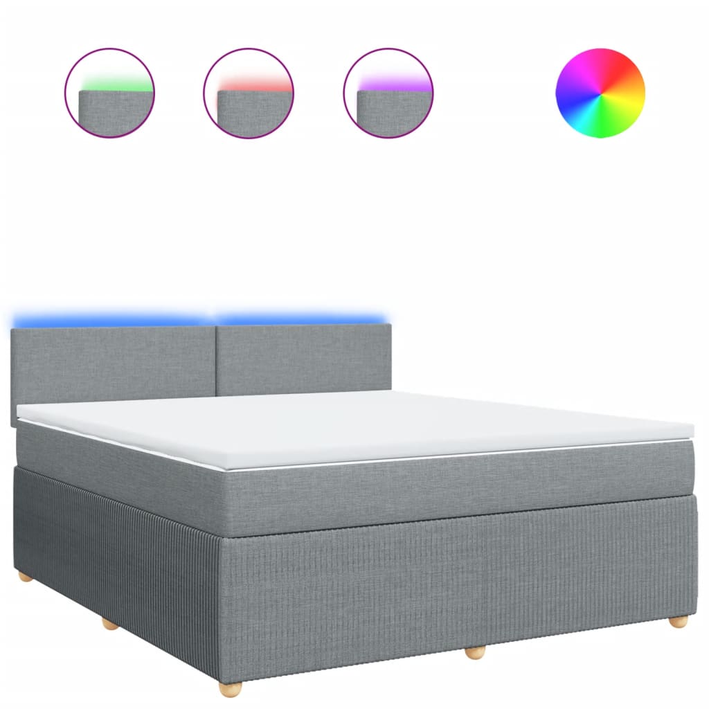 Boxspring met matras stof lichtgrijs 180x200 cm
