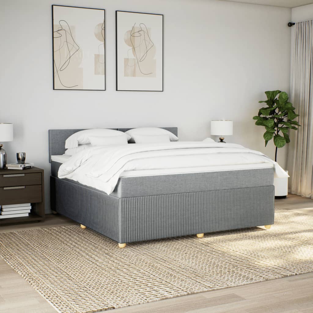 Boxspring met matras stof lichtgrijs 180x200 cm