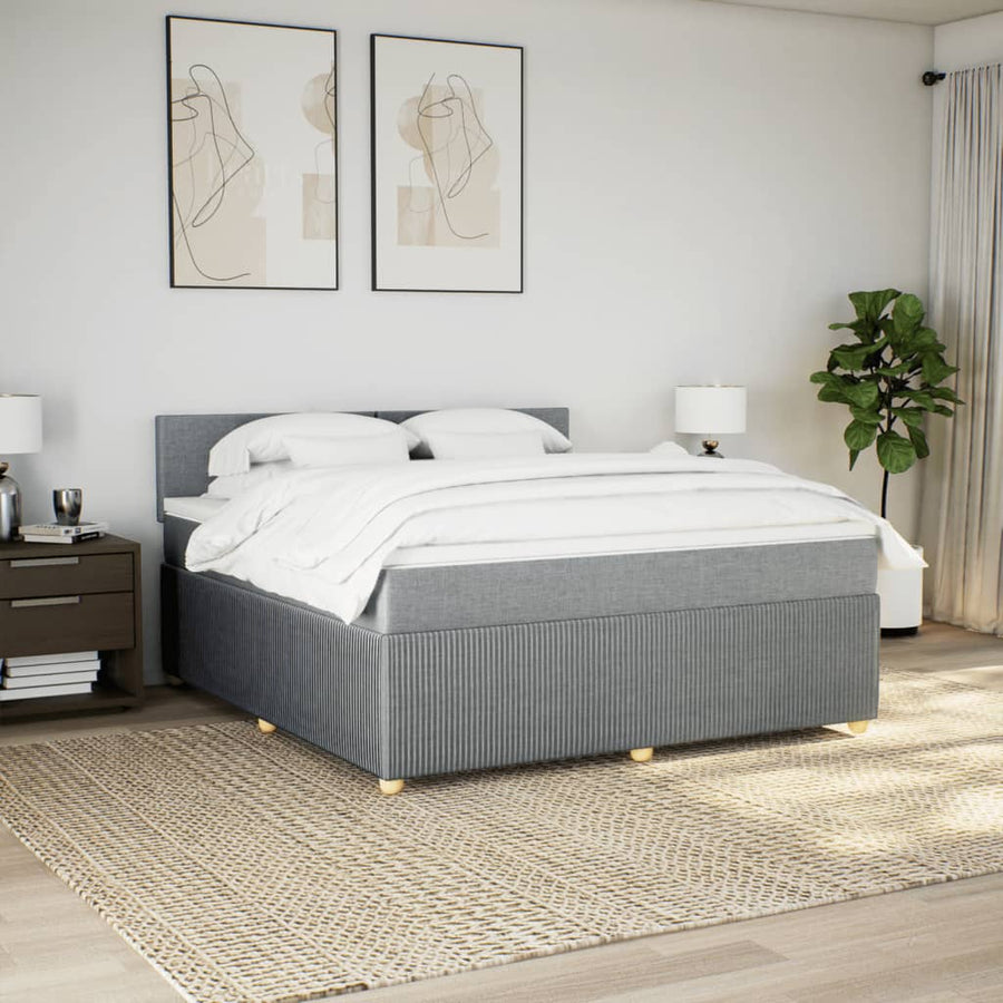 Boxspring met matras stof lichtgrijs 180x200 cm