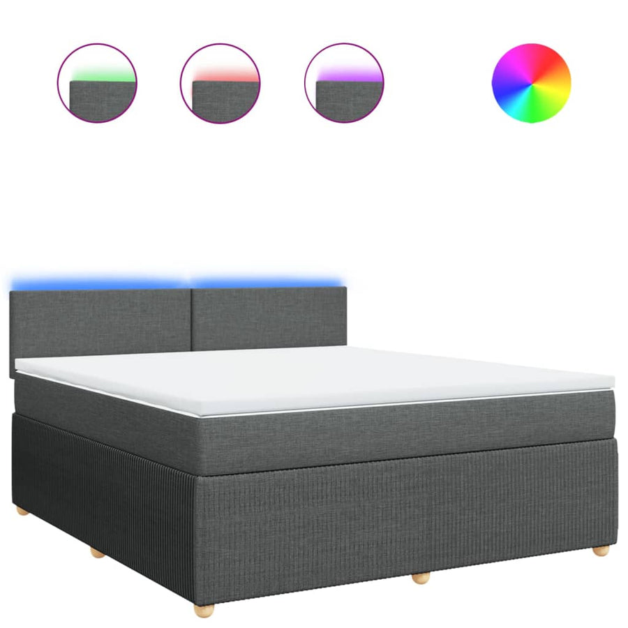 Boxspring met matras stof donkergrijs 180x200 cm