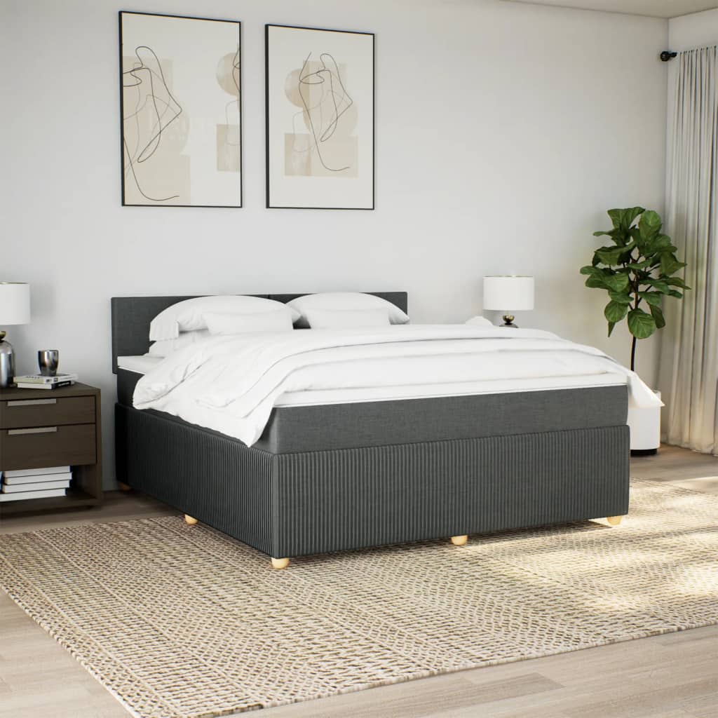 Boxspring met matras stof donkergrijs 180x200 cm
