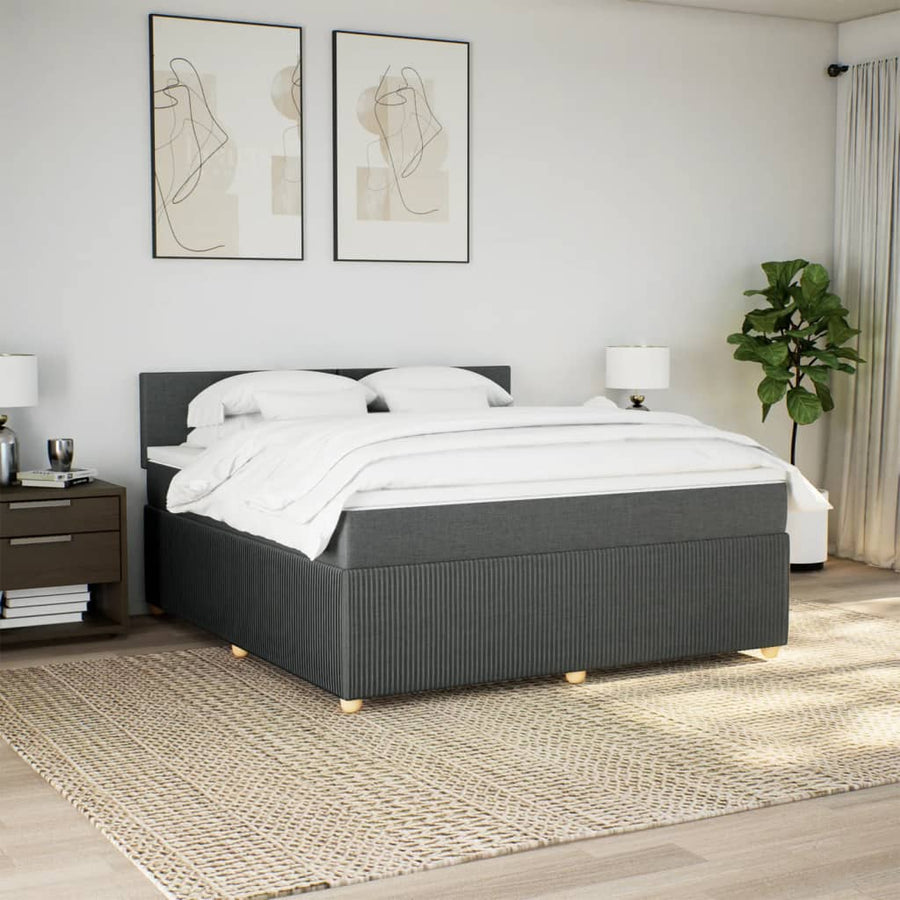 Boxspring met matras stof donkergrijs 180x200 cm