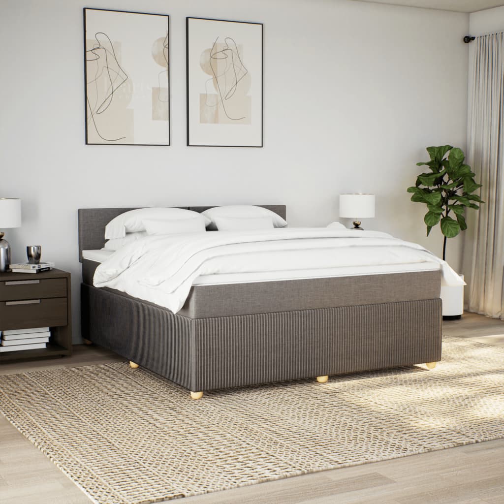 Boxspring met matras stof taupe 180x200 cm