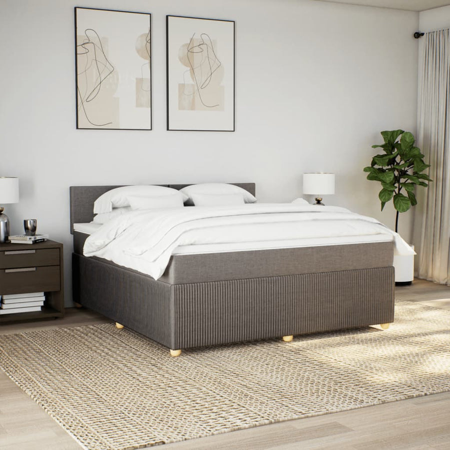 Boxspring met matras stof taupe 180x200 cm