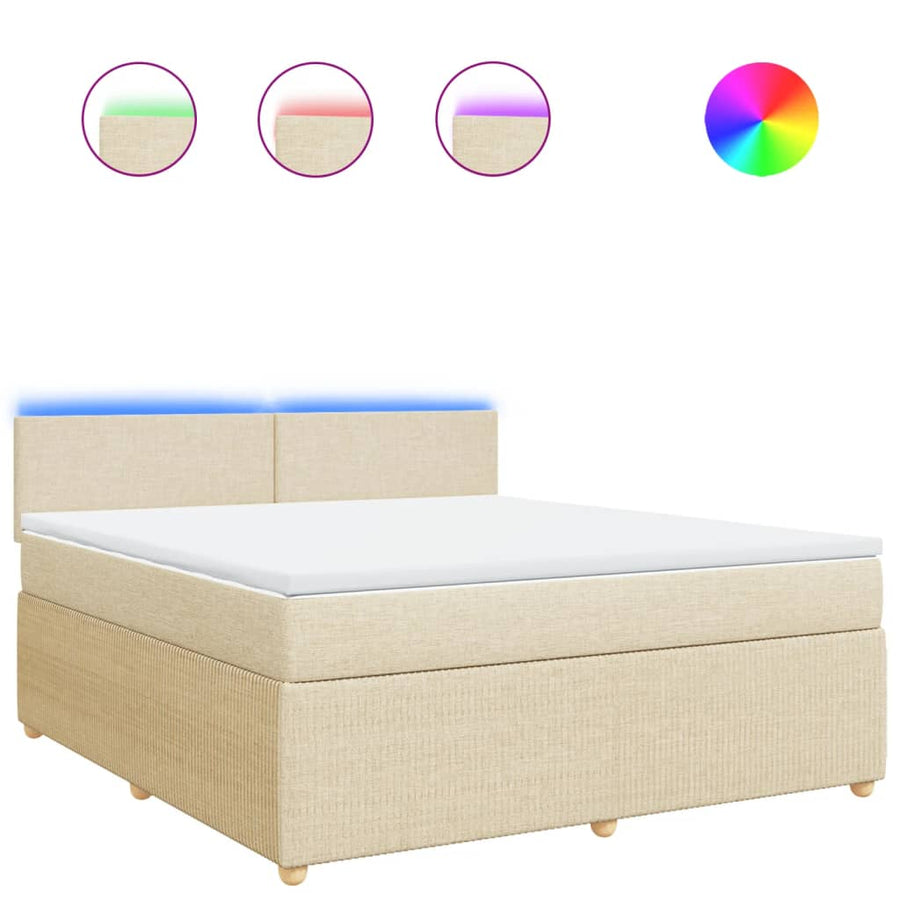 Boxspring met matras stof crèmekleurig 180x200 cm