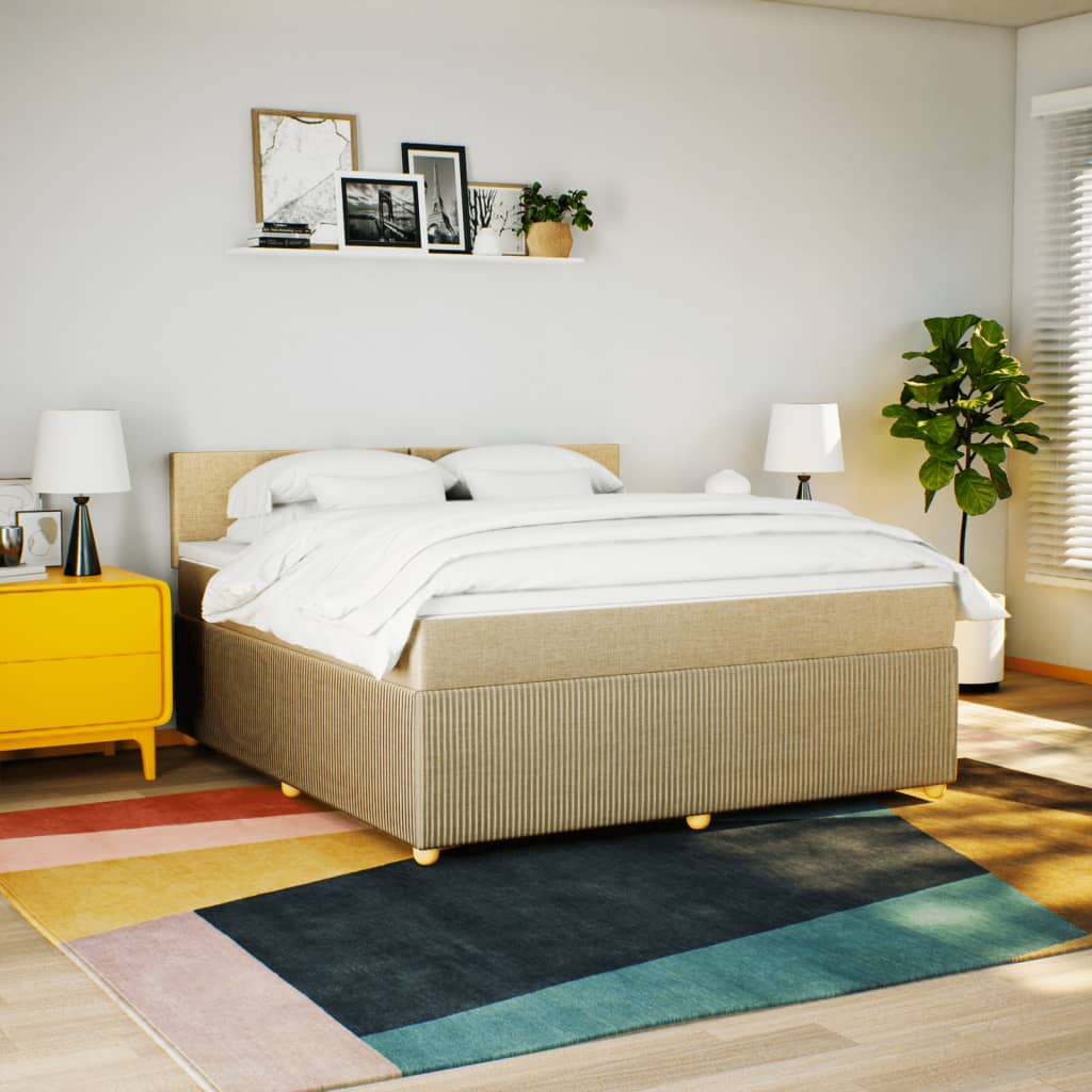 Boxspring met matras stof crèmekleurig 180x200 cm
