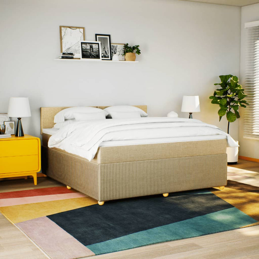 Boxspring met matras stof crèmekleurig 180x200 cm