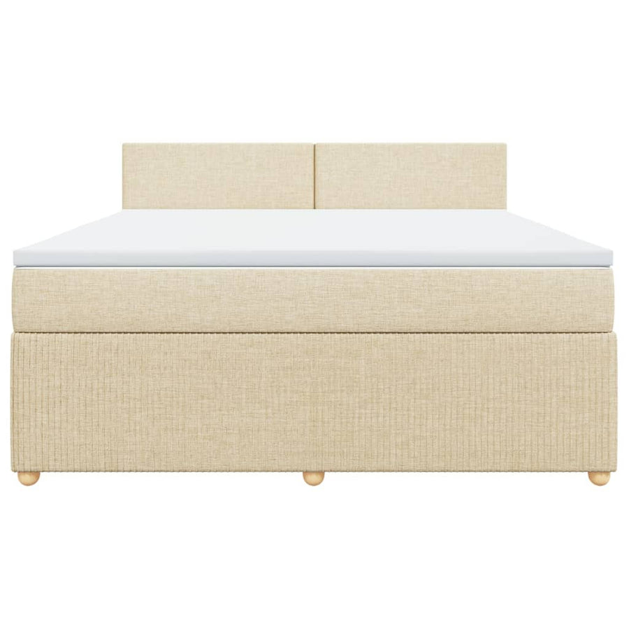 Boxspring met matras stof crèmekleurig 180x200 cm