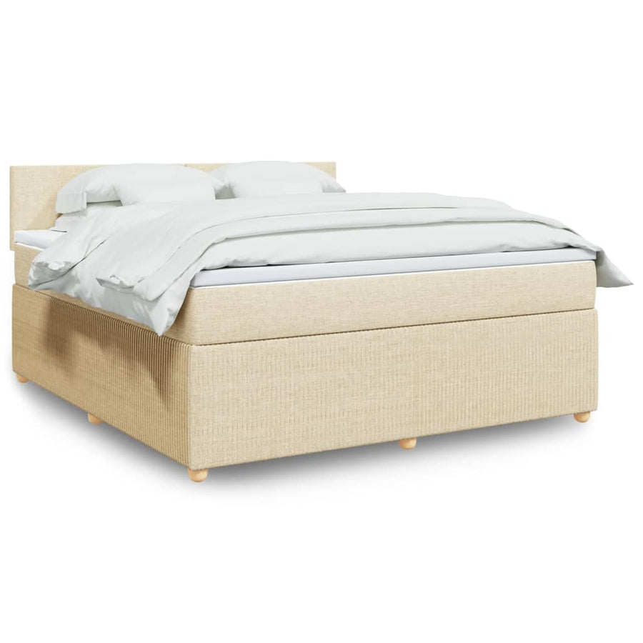 Boxspring met matras stof crèmekleurig 180x200 cm