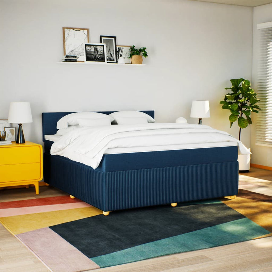 Boxspring met matras stof blauw 180x200 cm