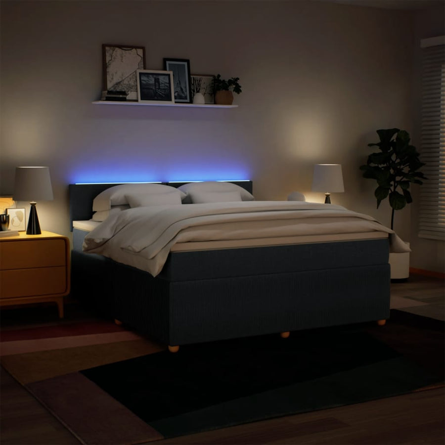 Boxspring met matras stof blauw 180x200 cm