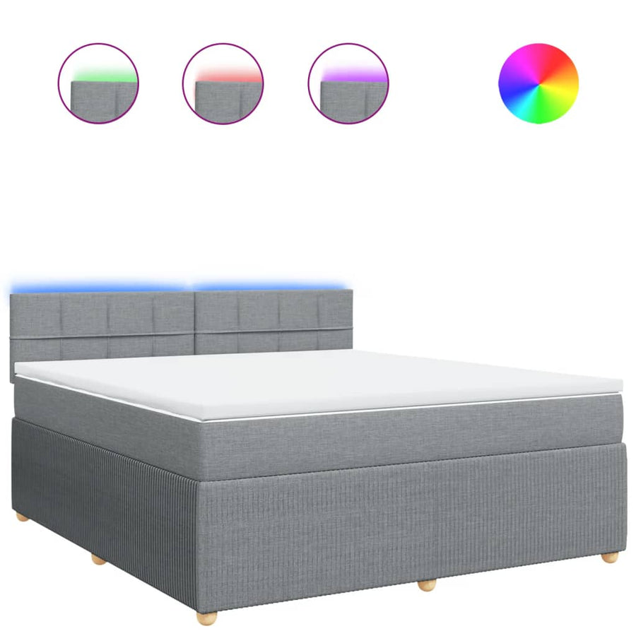 Boxspring met matras stof lichtgrijs 180x200 cm