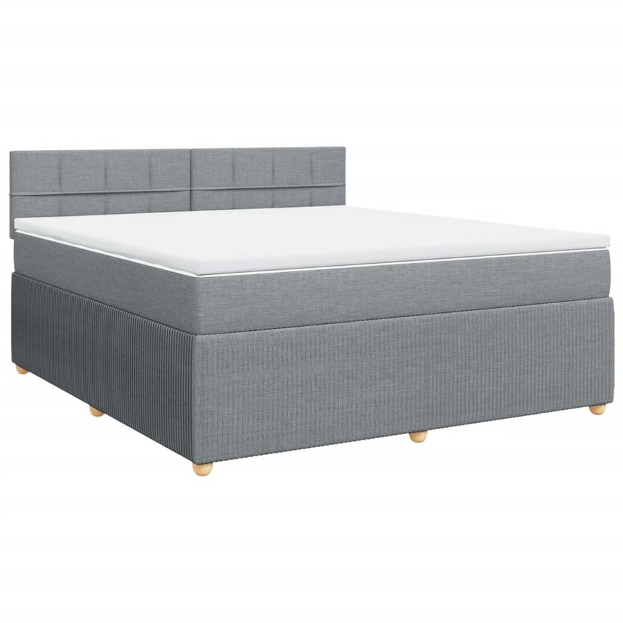 Boxspring met matras stof lichtgrijs 180x200 cm