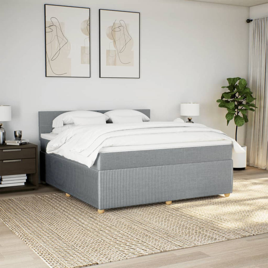 Boxspring met matras stof lichtgrijs 180x200 cm