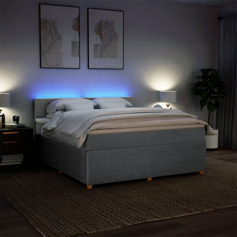 Boxspring met matras stof lichtgrijs 180x200 cm