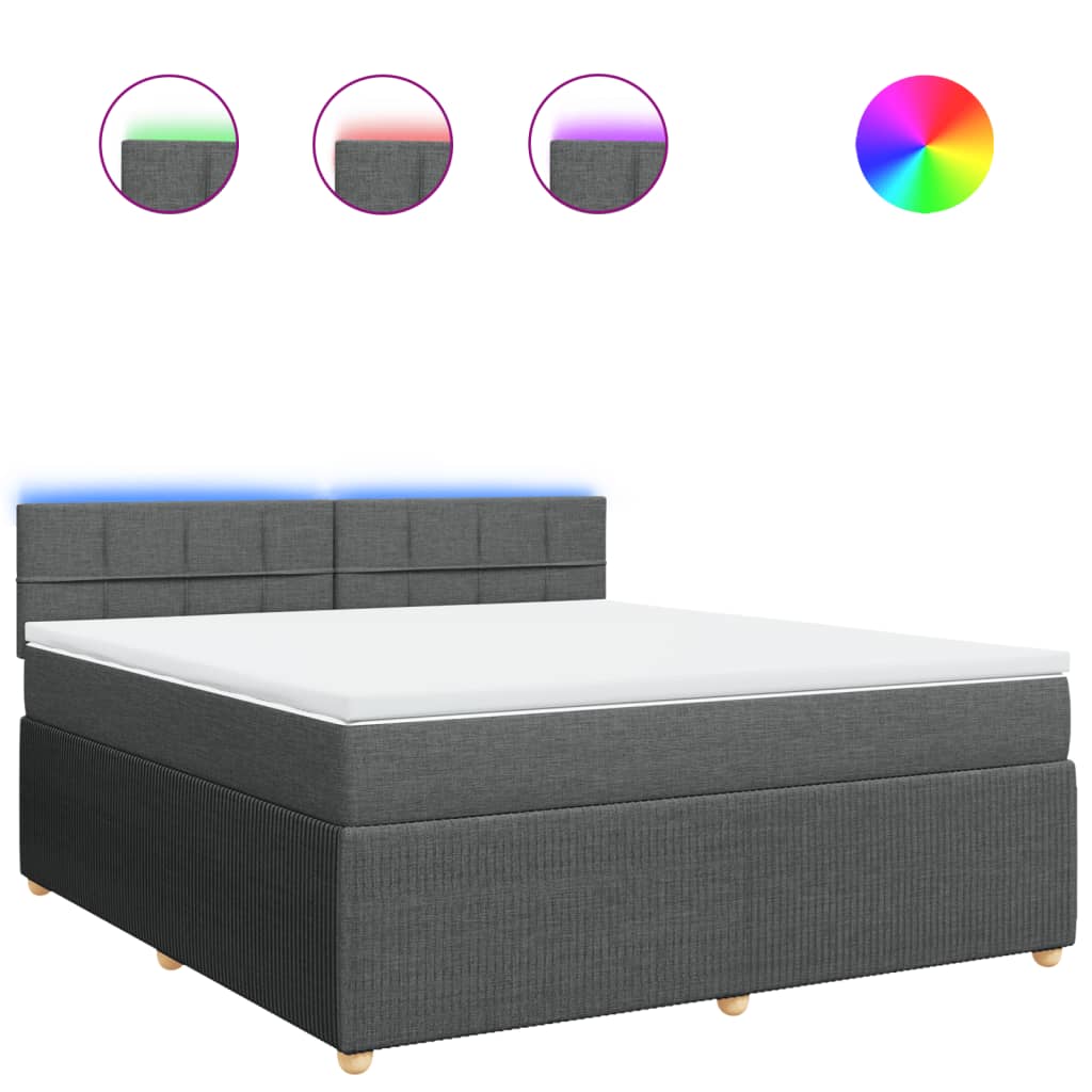 Boxspring met matras stof donkergrijs 180x200 cm