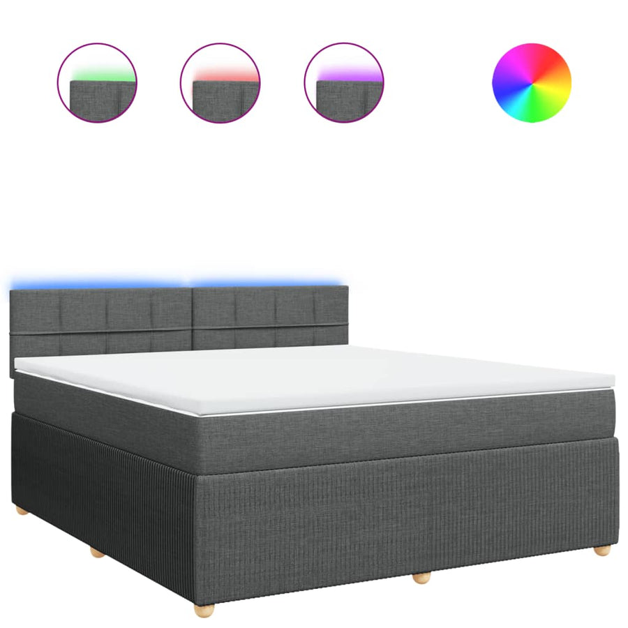 Boxspring met matras stof donkergrijs 180x200 cm