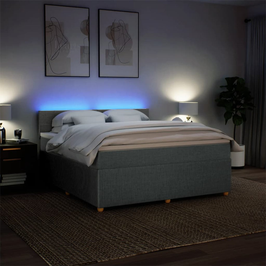 Boxspring met matras stof donkergrijs 180x200 cm