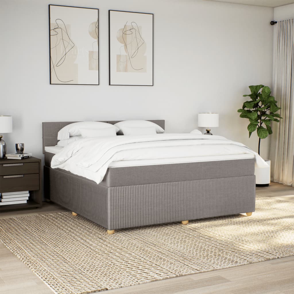 Boxspring met matras stof taupe 180x200 cm