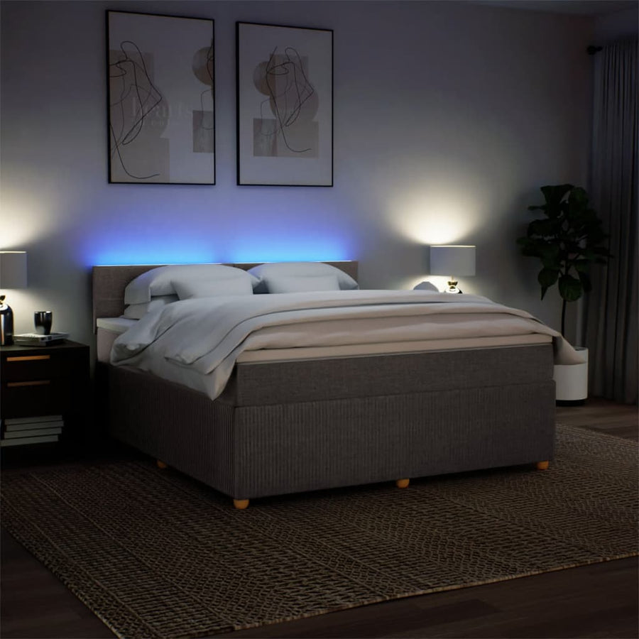 Boxspring met matras stof taupe 180x200 cm
