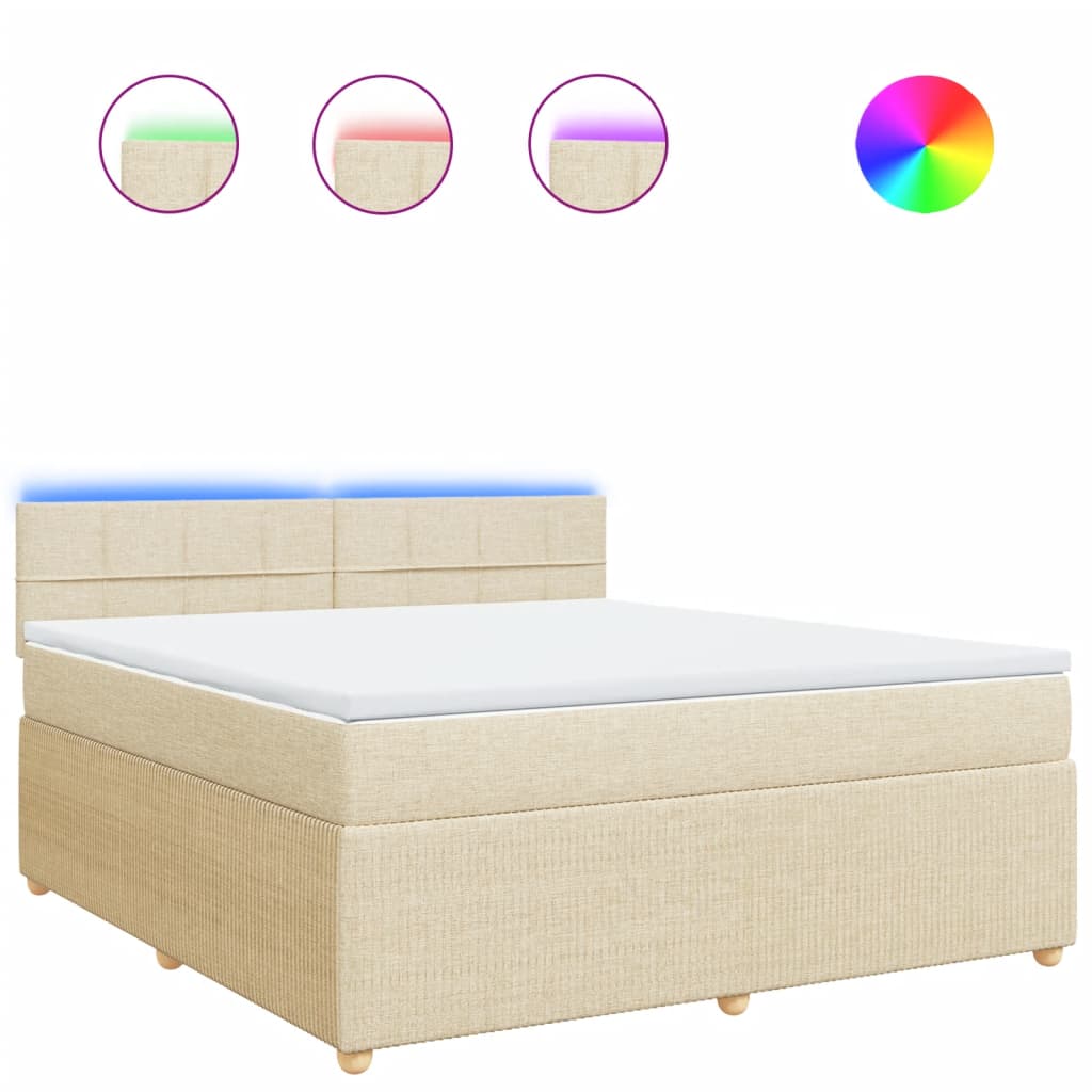 Boxspring met matras stof crèmekleurig 180x200 cm
