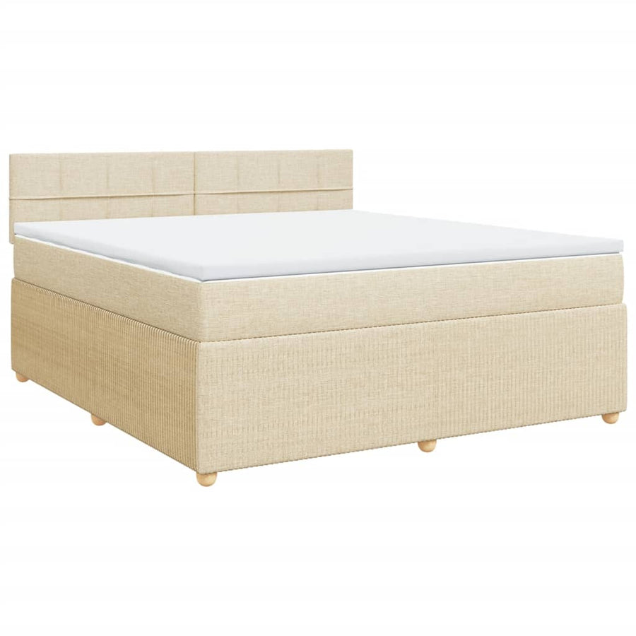 Boxspring met matras stof crèmekleurig 180x200 cm