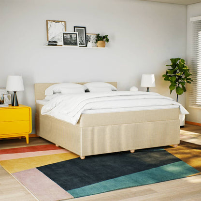 Boxspring met matras stof crèmekleurig 180x200 cm